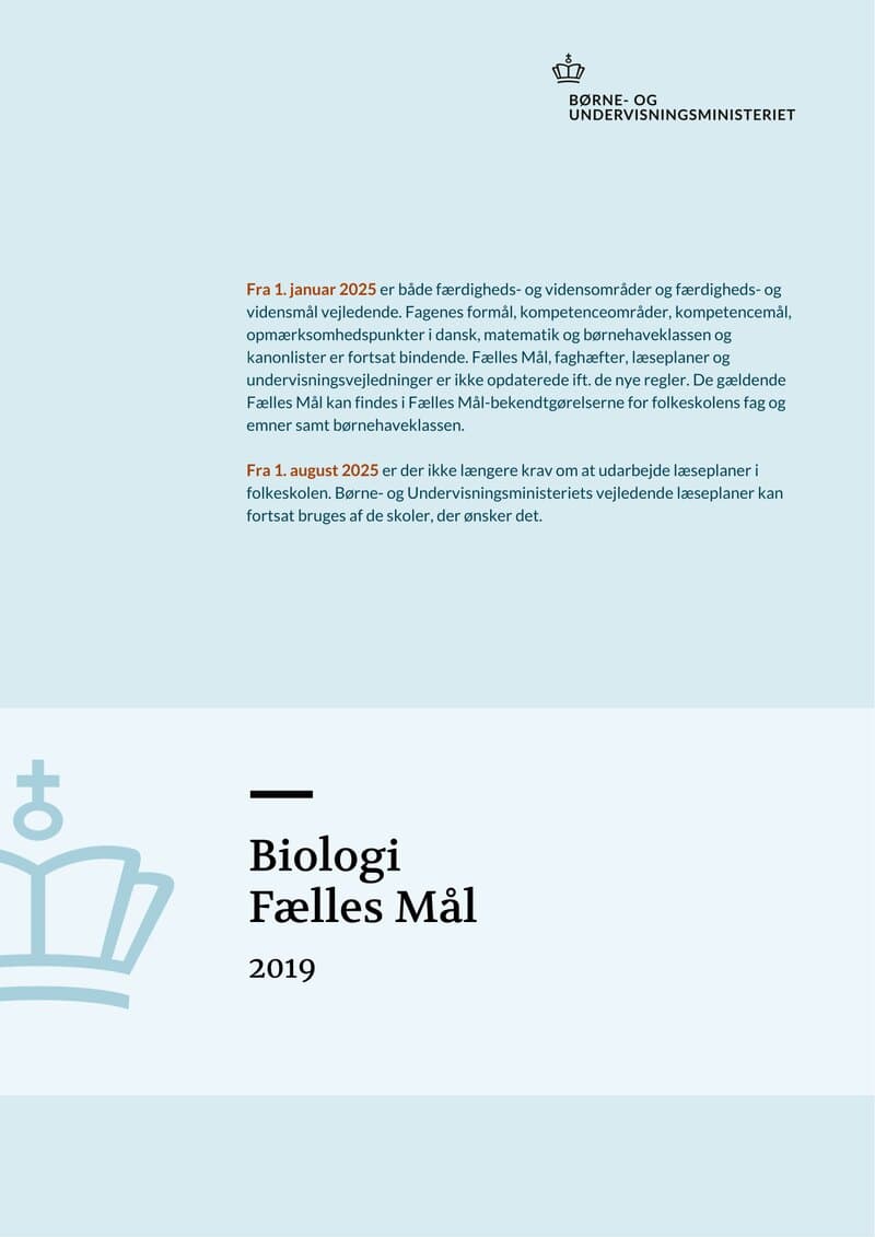 Biologi · Fælles Mål 2019
