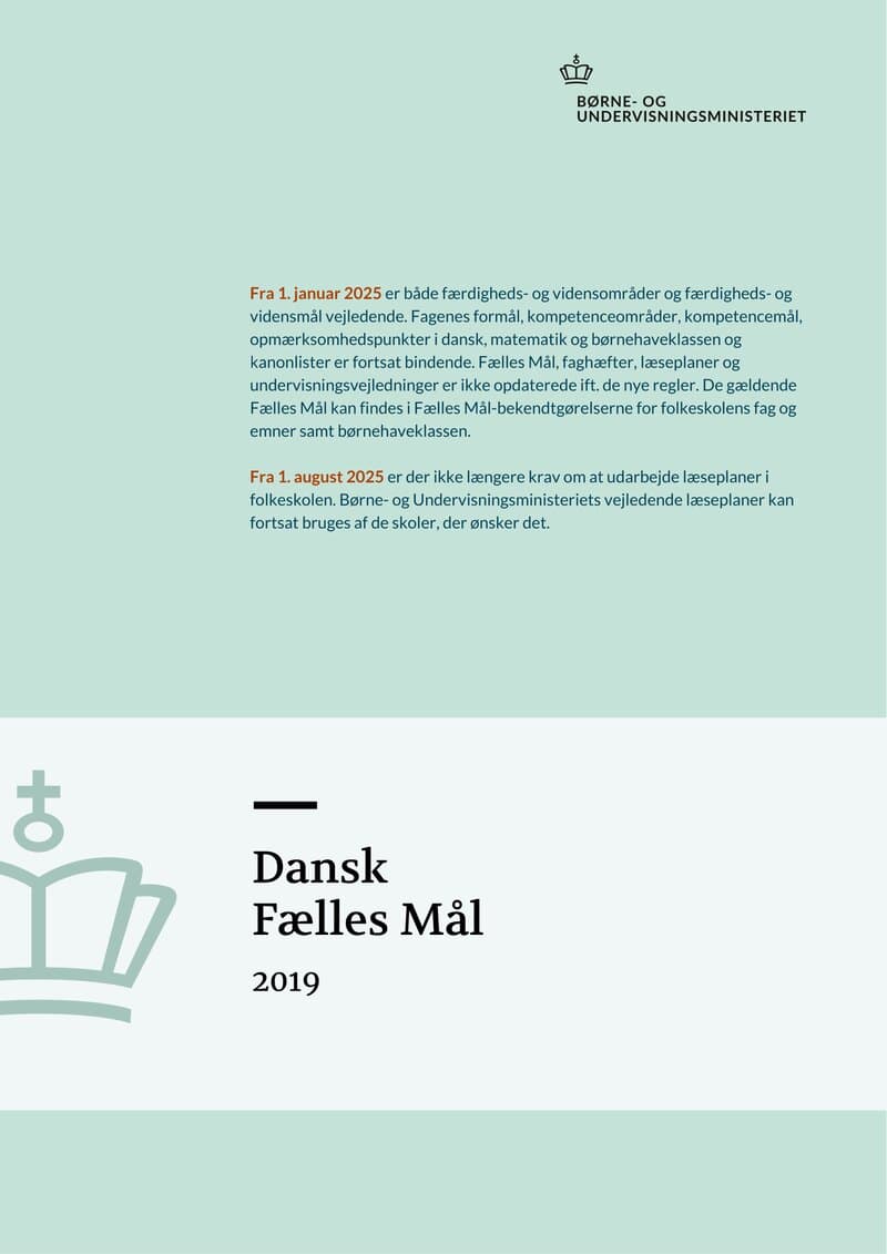Dansk · Fælles Mål 2019