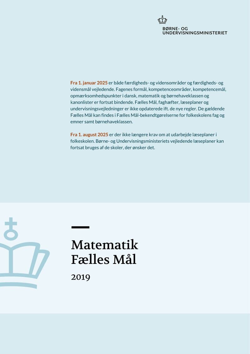 Matematik · Fælles Mål 2019